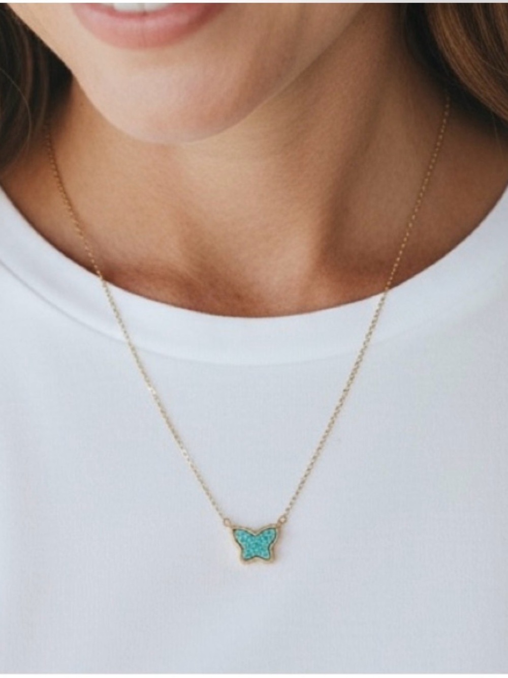 🔥Gold Chain Necklace with Turquoise Butterfly Pendant